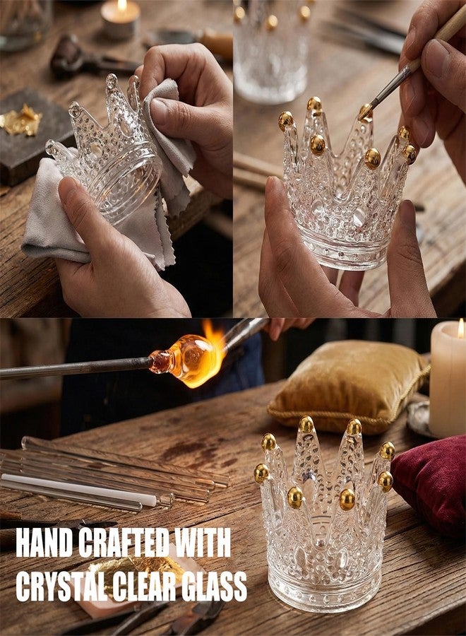 EazziSwitch Crown Clear Crystal Ring Holder: Small Gold Accented Royal Vintage Jewelry Dish & Vanity Organizer - Trinket Tray for Rings, Earrings & Necklaces - Engagement Wedding Bridal Shower Gift for Women - Image 2
