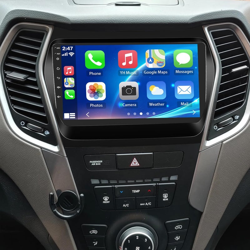 IKASEFU 9" Car Radio for Hyundai Santa Fe IX45 2013 2014 2015 2016 2017 with Wireless Carplay Android Auto [2+32G] Bluetooth Screen with FM GPS RDS Backup Camera - Image 1