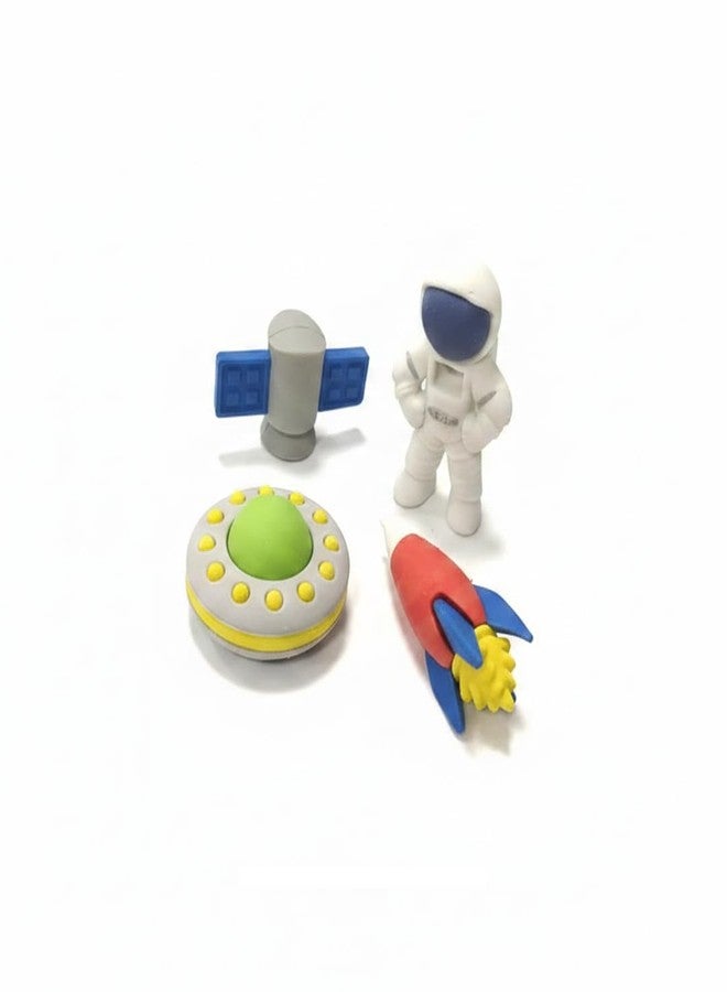 Blluex Premium 3D Puzzle Eraser Set for Kids – Themes (Astronaut & Rocket) – Non-Toxic Detachable Rubber for School, Art & Return Gifts (Outer Space (4 Piece)) - Image 1