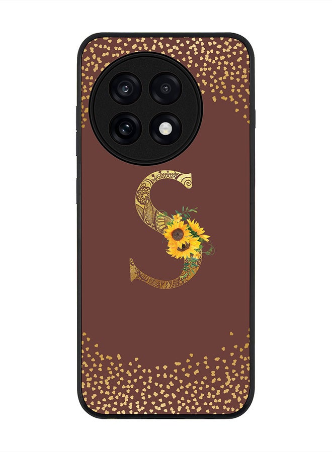 Stylizedd For OnePlus 13R / Ace 5 Pro Case,Slim fit Camera Protection, Shockproof Thin Phone cover  - Custom Floral Monogram - S  (Brown )