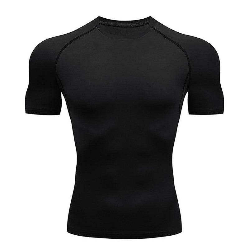 Men's Compression Shirt: L Black Quick Dry Elastic Fabric - Skin Friendly Athletic Compression Top for Gym Running Training Workout - Image 1