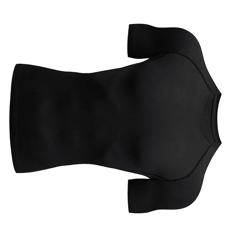 Men's Compression Shirt: L Black Quick Dry Elastic Fabric - Skin Friendly Athletic Compression Top for Gym Running Training Workout - Image 2