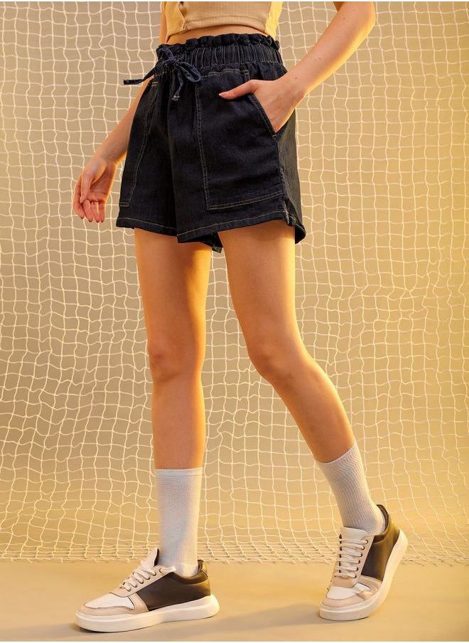 Freehand - Women Slim Fit Casual Solid Denim Shorts - Image 1