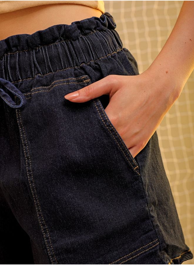 Freehand - Women Slim Fit Casual Solid Denim Shorts - Image 1