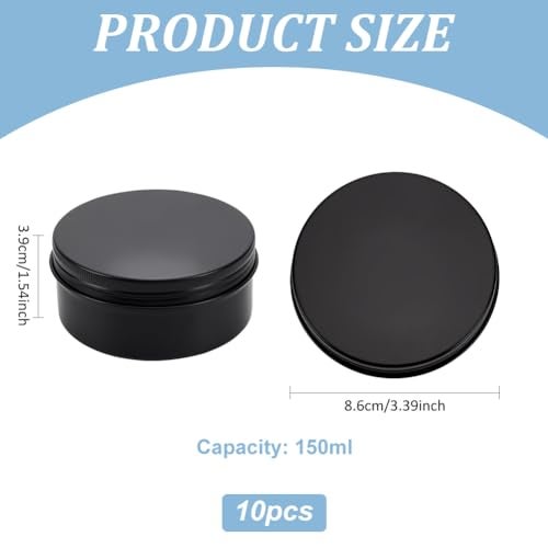 BENECREAT 10PCS 5oz Round Tin Cans Screw Top Aluminum Tins for Lip Balm, Scrubs, Spices, Candies, Tea, Summer Travel, Cosmetic Box and Nail Art Supplies - Image 2
