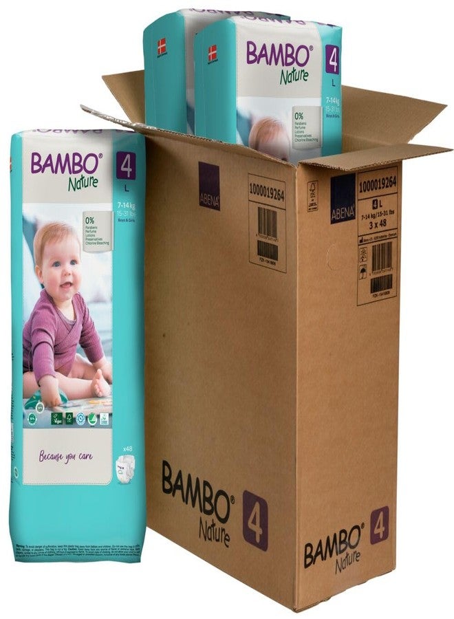 BAMBO NATURE حفاضات بامبو ناتشر المضادة للحساسية للأطفال، حفاضات معتمدة بيئيًا، حماية معززة ضد التسرب، خالية تمامًا من الكلور، صديقة للبشرة، وامتصاص فائق - الحجم 4 (144 قطعة) - Image 1