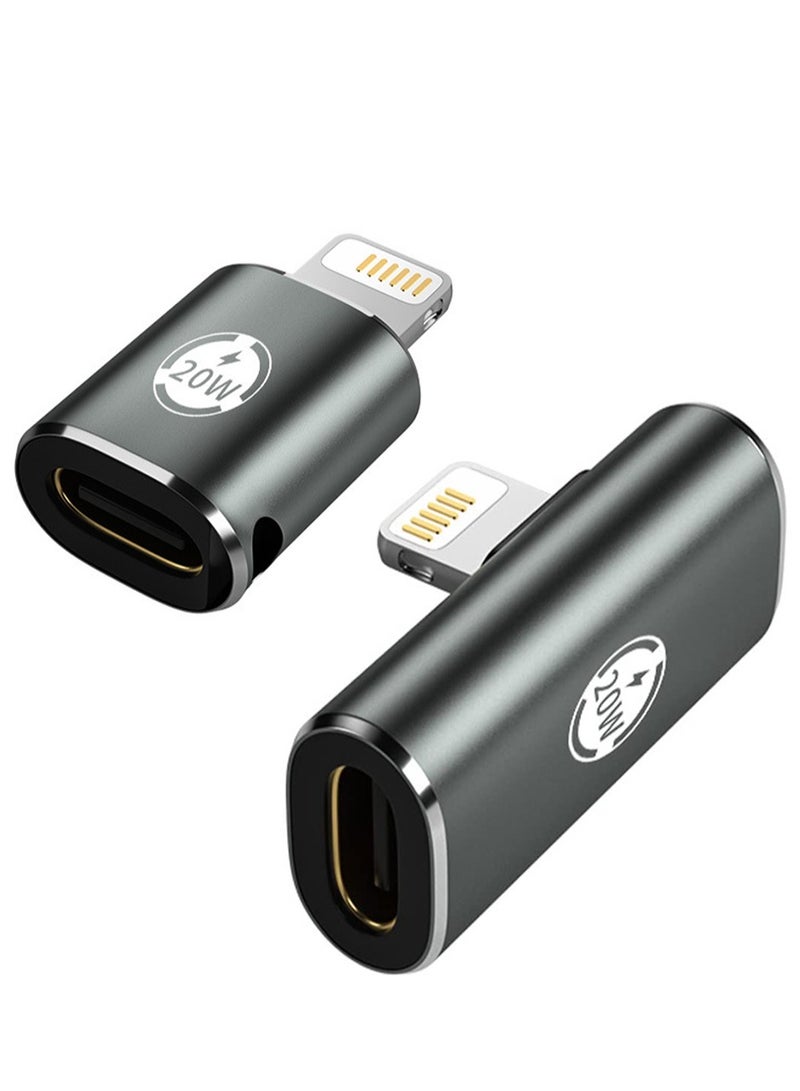 SYOSI 2 PCS Type C Female to Lighting Male, 90 Degree Adapter for iPhone iPad, USB C to iPhone Elbow Angle Adapter Converter, Type C Female to Lighting Male Adapter USB C to Phone Adapter Converter  - Image 1