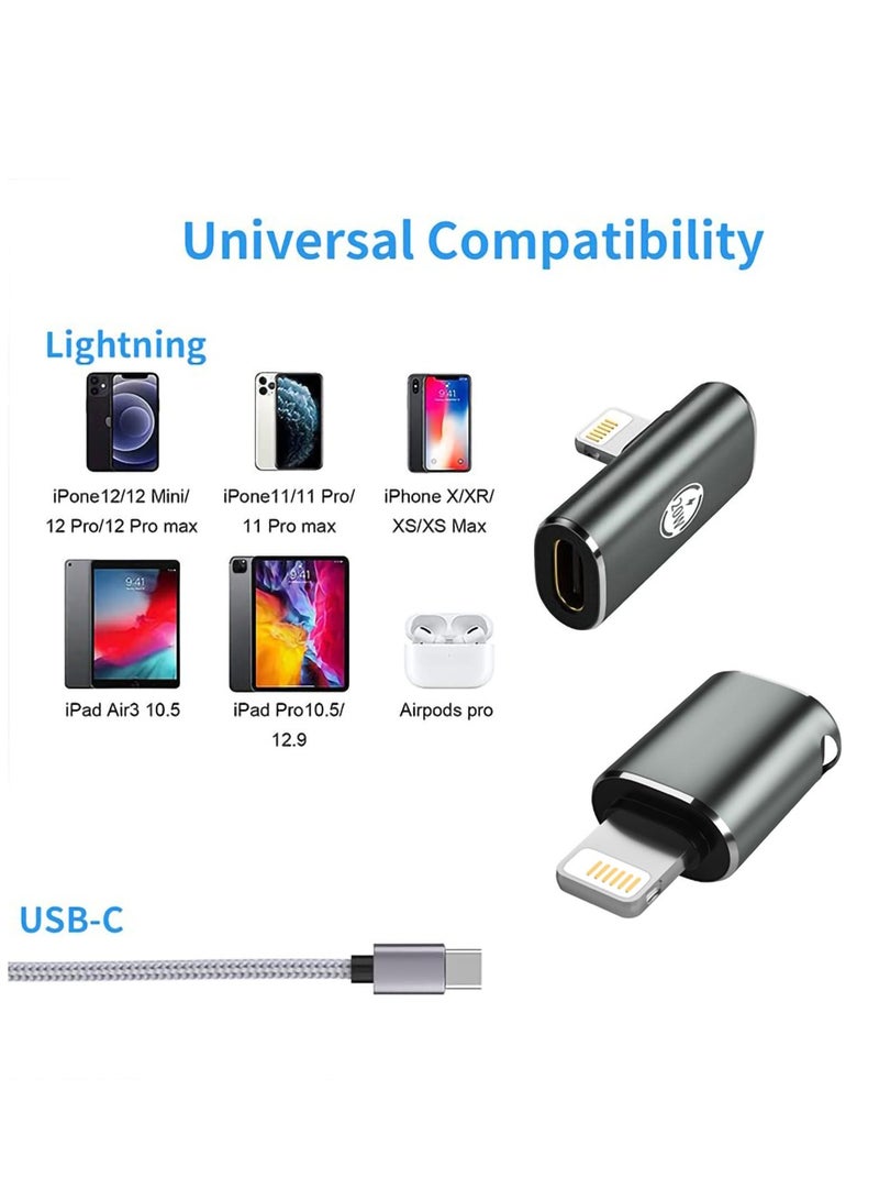 SYOSI 2 PCS Type C Female to Lighting Male, 90 Degree Adapter for iPhone iPad, USB C to iPhone Elbow Angle Adapter Converter, Type C Female to Lighting Male Adapter USB C to Phone Adapter Converter  - Image 5