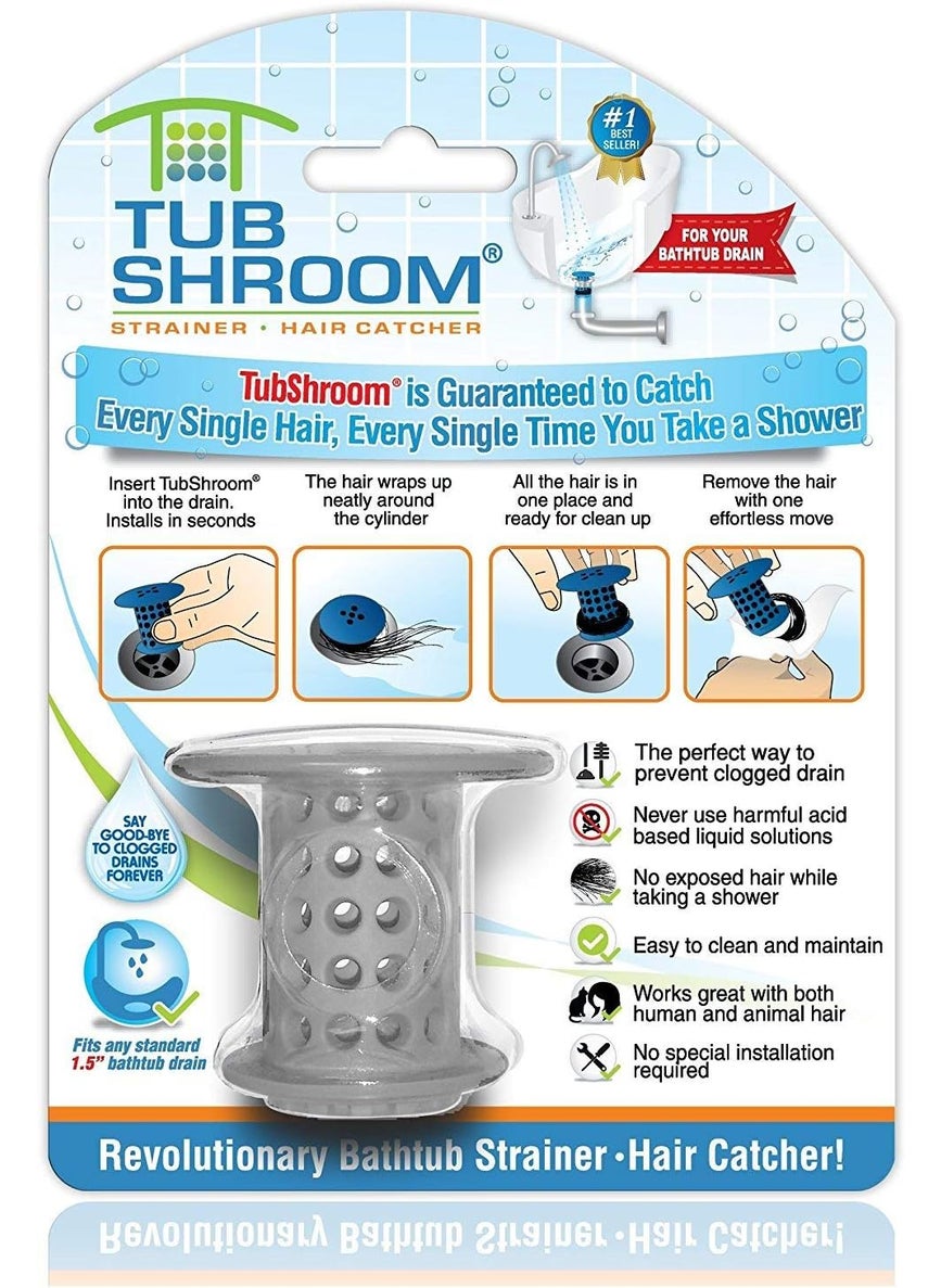 TubShroom TubShroom TSGRA454 the Revolutionary Tub Drain Protector Hair CatcherStrainerSnare Gray 6 Pack  - Image 2