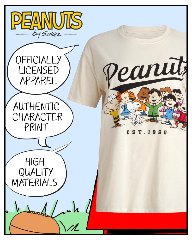 Peanuts Snoopy Womens Graphic T Shirts - Snoopy Charlie Brown Woodstock Crewneck Short Sleeve Shirts for Women (Sizes: S-XL), Size Medium, Cream Peanuts Friend - Image 3