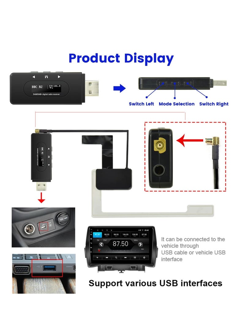 SOLARAE Car DAB/DAB+ Radio Receiver, DAB FM Radio Antenna FM Dipole Aerial, DAB Car Radio Adapter USB Dongle for Most Android Car Stereo - Image 5