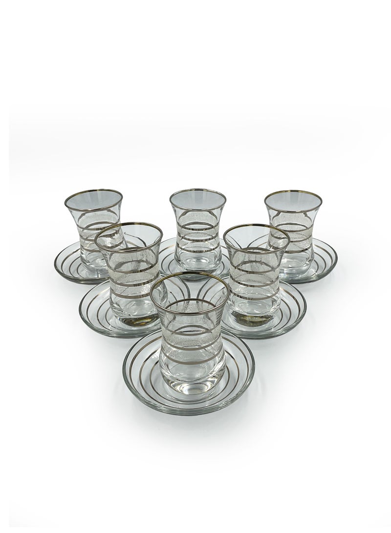 Acar Luxury Turkish Tea Glass Set with Elegant Silver Details – 6 Pieces | Made in Turkey - Image 1