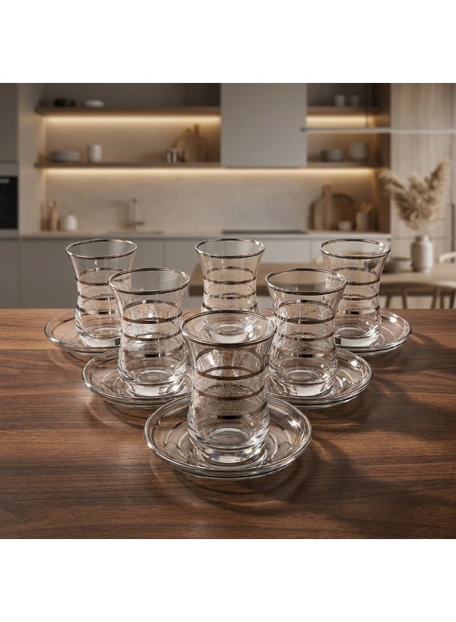 Acar Luxury Turkish Tea Glass Set with Elegant Silver Details – 6 Pieces | Made in Turkey - Image 1