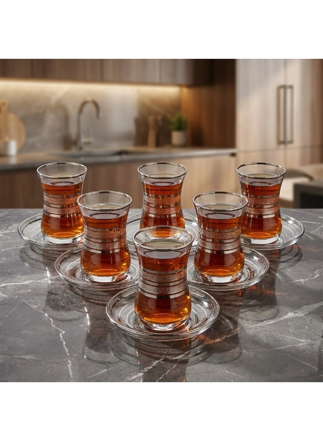 Acar Luxury Turkish Tea Glass Set with Elegant Silver Details – 6 Pieces | Made in Turkey - Image 2