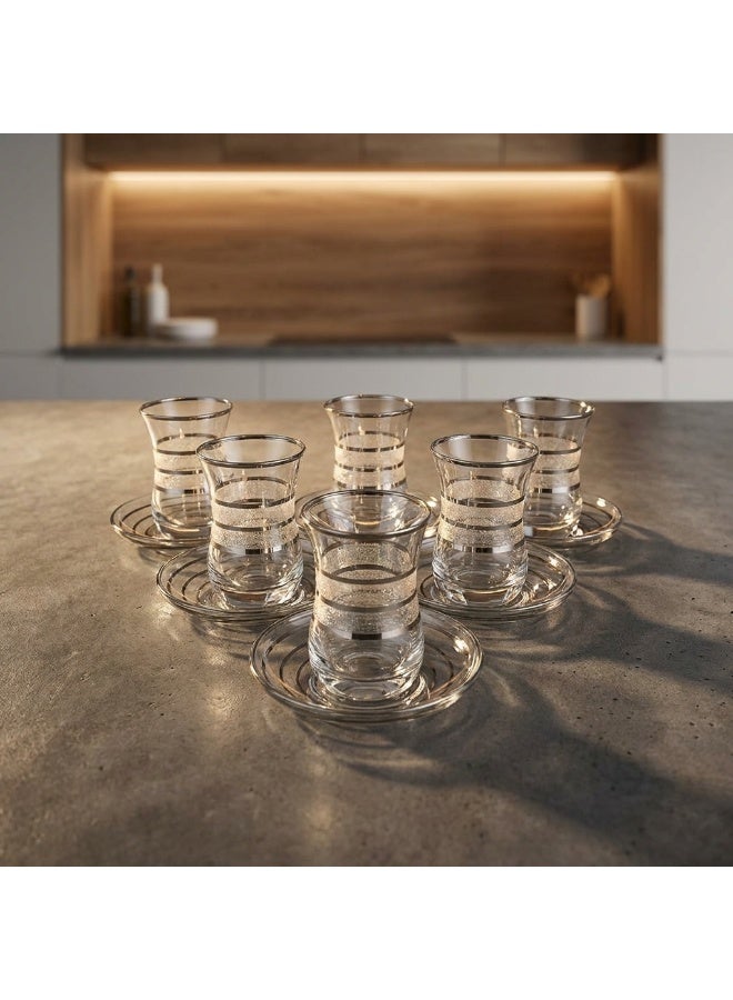 Acar Luxury Turkish Tea Glass Set with Elegant Silver Details – 6 Pieces | Made in Turkey - Image 3