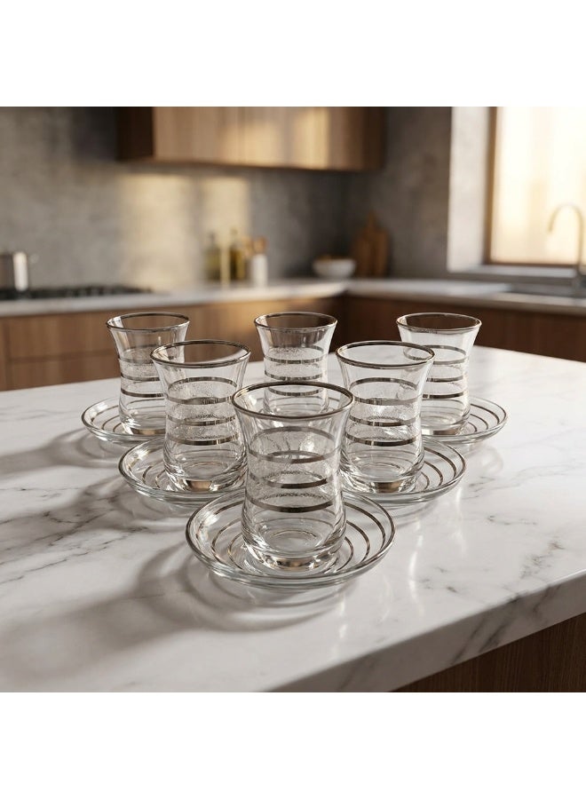 Acar Luxury Turkish Tea Glass Set with Elegant Silver Details – 6 Pieces | Made in Turkey - Image 4