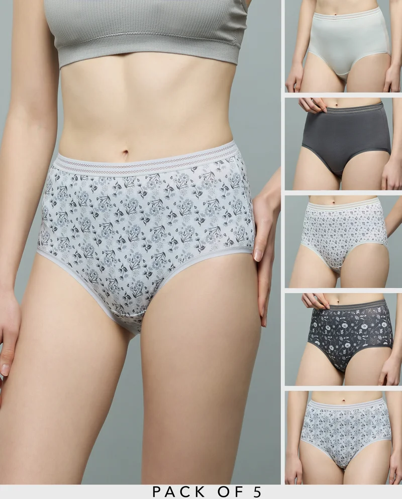 أر أند بي 5 Pack Printed Full Briefs
