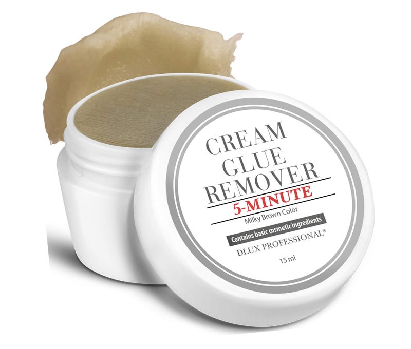 DLUX PROFESSIONAL Eyelash Extensions Cream Glue Remover - 15ml, Natural Pigment, Professional Eyelashes Extensions Adhesive Remover Cream Type, Fast Dissolution, Eyelash Extension Supplies, Oatmeal Color - Image 1