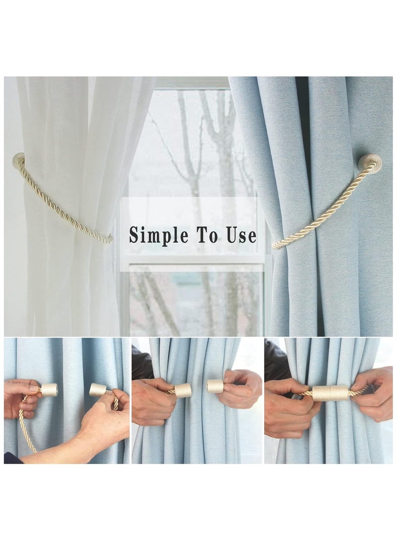 NANAO Magnetic Curtain Tiebacks 2 Pack Beige Curtain Rope Tieback Curtain Holders for Drapes Modern Tie Backs Decorative Curtain Holdbacks - Image 3