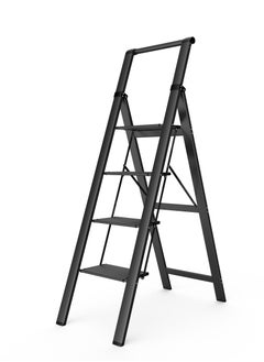 SUNRISE 4 Step Ladder Aluminum Folding  Step Stool with Convenient Handgrip Lightweight Step Ladder with Anti-Slip Sturdy Pedal for Home Kitchen and Office