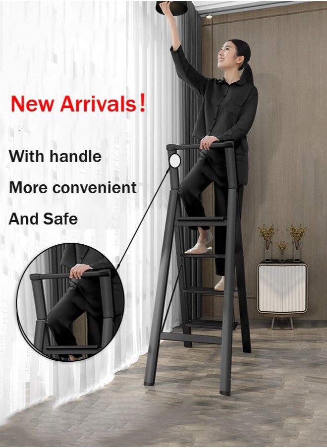 SUNRISE - SUNRISE 4 Step Ladder Aluminum Folding  Step Stool with Convenient Handgrip Lightweight Step Ladder with Anti-Slip Sturdy Pedal for Home Kitchen and Office - Image 1