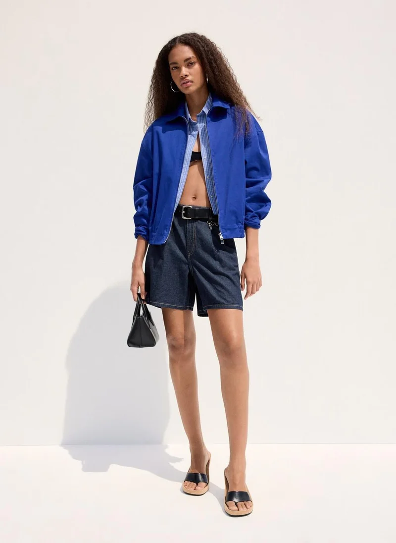 Mango TS-TEJANO SOFT Mid-Rise Denim Bermuda Shorts With Pleats for Women | Best Price UAE
