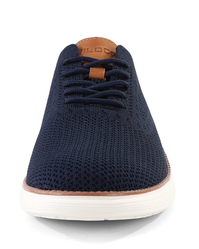 VILOCY Men's Dress Sneakers Oxfords Casual Business Shoes Lace Up Lightweight Walking Knit Mesh Fashion Sneakers Navy,EU45 - Image 4