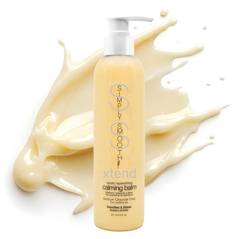 SIMPLY SMOOTH Xtend Keratin Replenishing Calming Balm Smoothing Or Curling Balm 1-Day Frizz Free Blowout Infused with Collagen To Repair Dry, Damaged, Unmanageable Hair 8.5 Oz. - Image 1