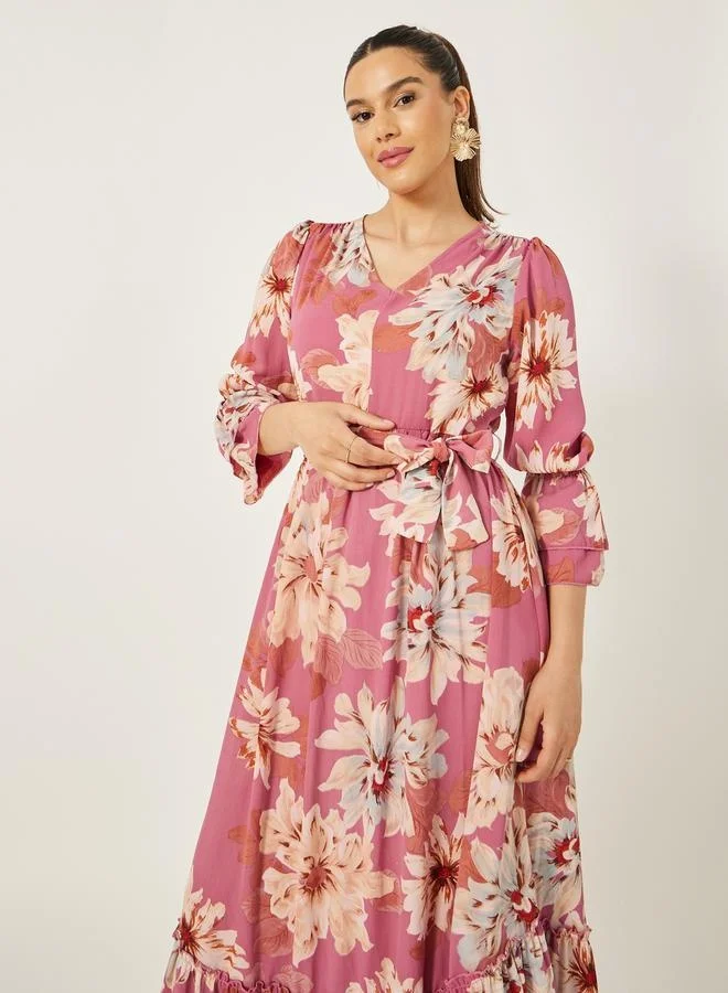 Styli Floral Print Maxi Dress