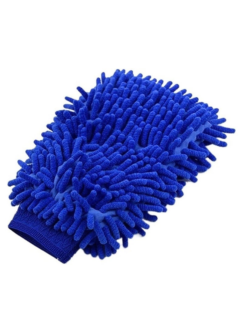 قفاز غسيل السيارات، قفاز مايكروفايبر لتنظيف و تمسيح السيارة، قفاز لتمسيح و تنظيف و غسيل الأسطح و الزجاج، قفاز منشفة مايكروفايبر متعدد الاستخدامات - لون أزرق - Image 1