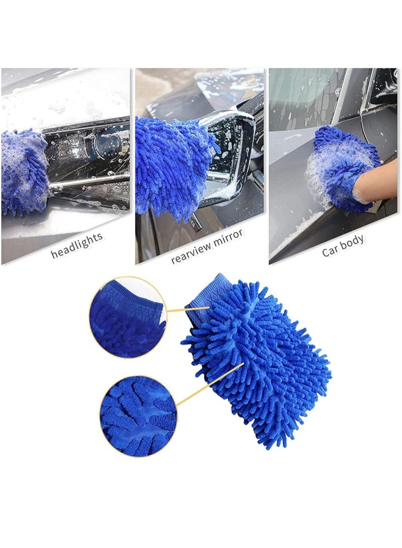 قفاز غسيل السيارات، قفاز مايكروفايبر لتنظيف و تمسيح السيارة، قفاز لتمسيح و تنظيف و غسيل الأسطح و الزجاج، قفاز منشفة مايكروفايبر متعدد الاستخدامات - لون أزرق - Image 2