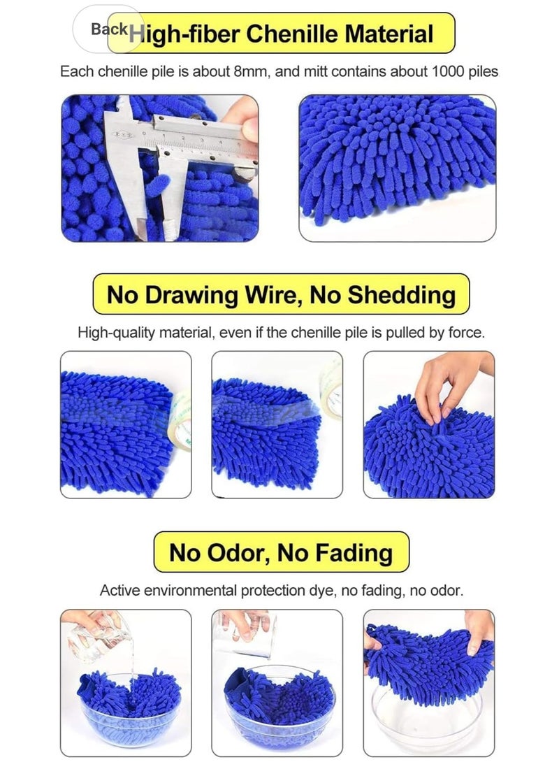 قفاز غسيل السيارات، قفاز مايكروفايبر لتنظيف و تمسيح السيارة، قفاز لتمسيح و تنظيف و غسيل الأسطح و الزجاج، قفاز منشفة مايكروفايبر متعدد الاستخدامات - لون أزرق - Image 3