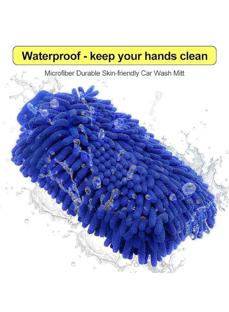 قفاز غسيل السيارات، قفاز مايكروفايبر لتنظيف و تمسيح السيارة، قفاز لتمسيح و تنظيف و غسيل الأسطح و الزجاج، قفاز منشفة مايكروفايبر متعدد الاستخدامات - لون أزرق - Image 5