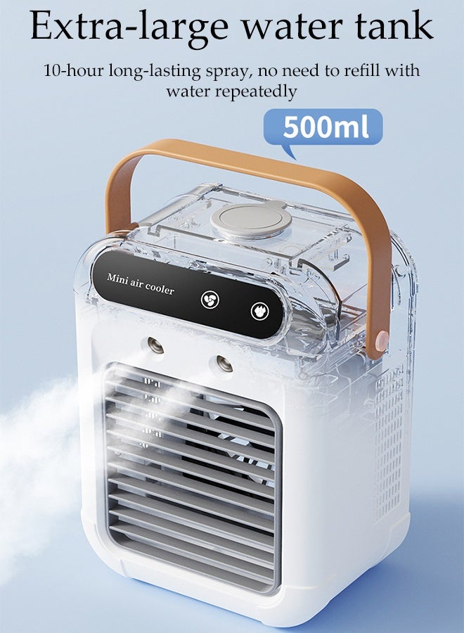 DUNISO Portable Air Conditioner Cooling Fan Rechargeable Personal Evaporative Air Cooler Fan with Handle 500ML Mini Mobile Con Humidifier Wind Speed Aircon Unit Fan for Home, Office, Bedroom, Kitchen, Camping - Image 2