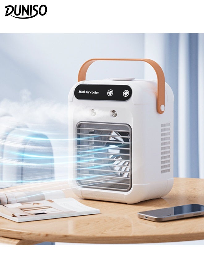DUNISO Portable Air Conditioner Cooling Fan Rechargeable Personal Evaporative Air Cooler Fan with Handle 500ML Mini Mobile Con Humidifier Wind Speed Aircon Unit Fan for Home, Office, Bedroom, Kitchen, Camping - Image 1