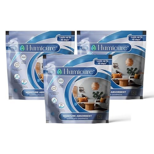 Humicure Moisture Absorber Refill Pouch for Wardrobe, Bathroom, Kitchen - Protect from Mould, Fungus (400 Gram Each) (Pack of 3) - Image 1