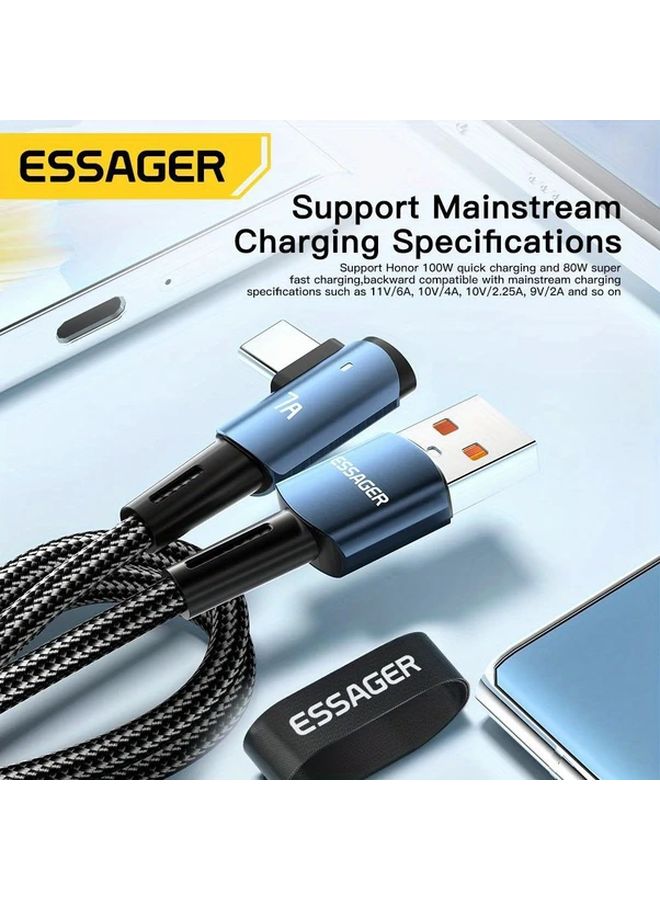 Essager 7A 100W USB C Fast Charging Cable Black 118 11inch 90 Degree Angle Connector For OPPO Huawei Honor OnePlus Realme - Image 4