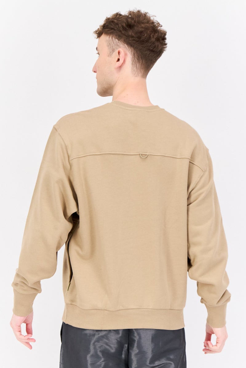 adidas Originals Men Sportswear Fit Long Sleeves Running Sweatshirt, Tan - Image 2