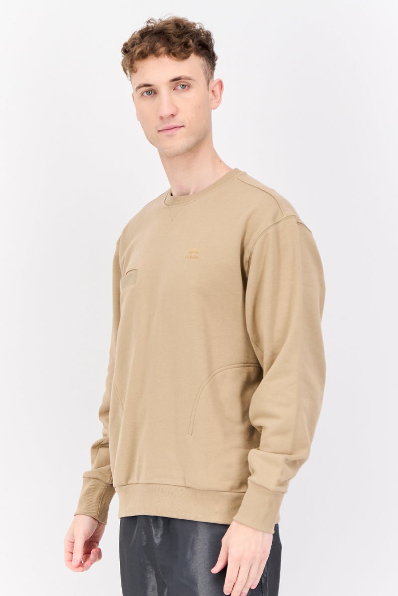 adidas Originals Men Sportswear Fit Long Sleeves Running Sweatshirt, Tan - Image 3