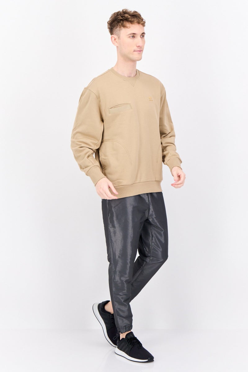 adidas Originals Men Sportswear Fit Long Sleeves Running Sweatshirt, Tan - Image 4