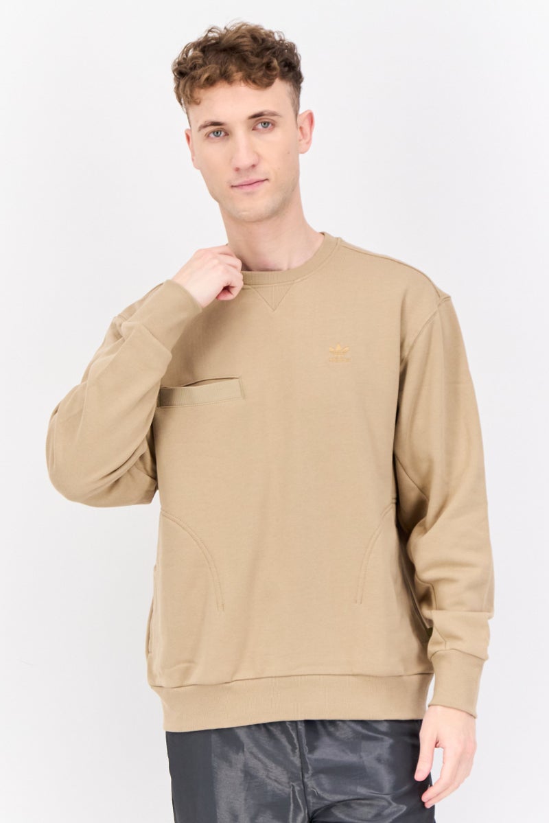 adidas Originals Men Sportswear Fit Long Sleeves Running Sweatshirt, Tan - Image 1