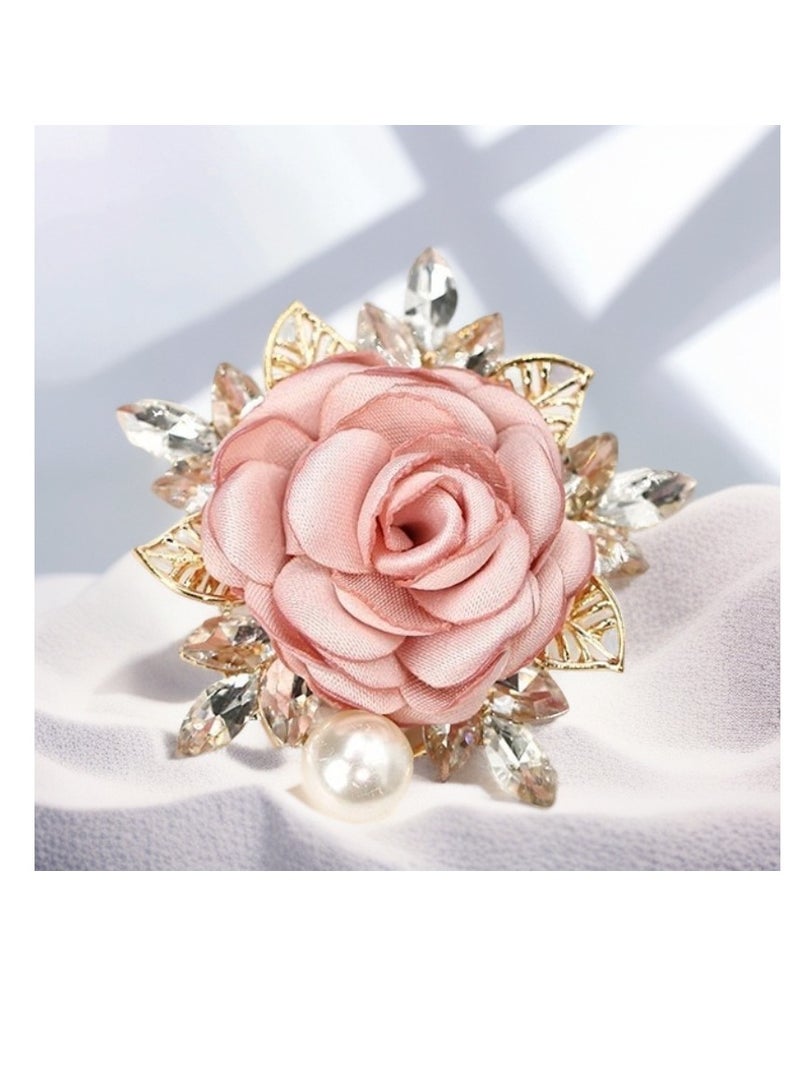 سونسر دبابيس زهور كلاسيكية، دبابيس زهور عتيقة، دبابيس كريستال على الرقبة، طقم من قطعتين، تصميم وردة حمراء وكاميو - Image 4