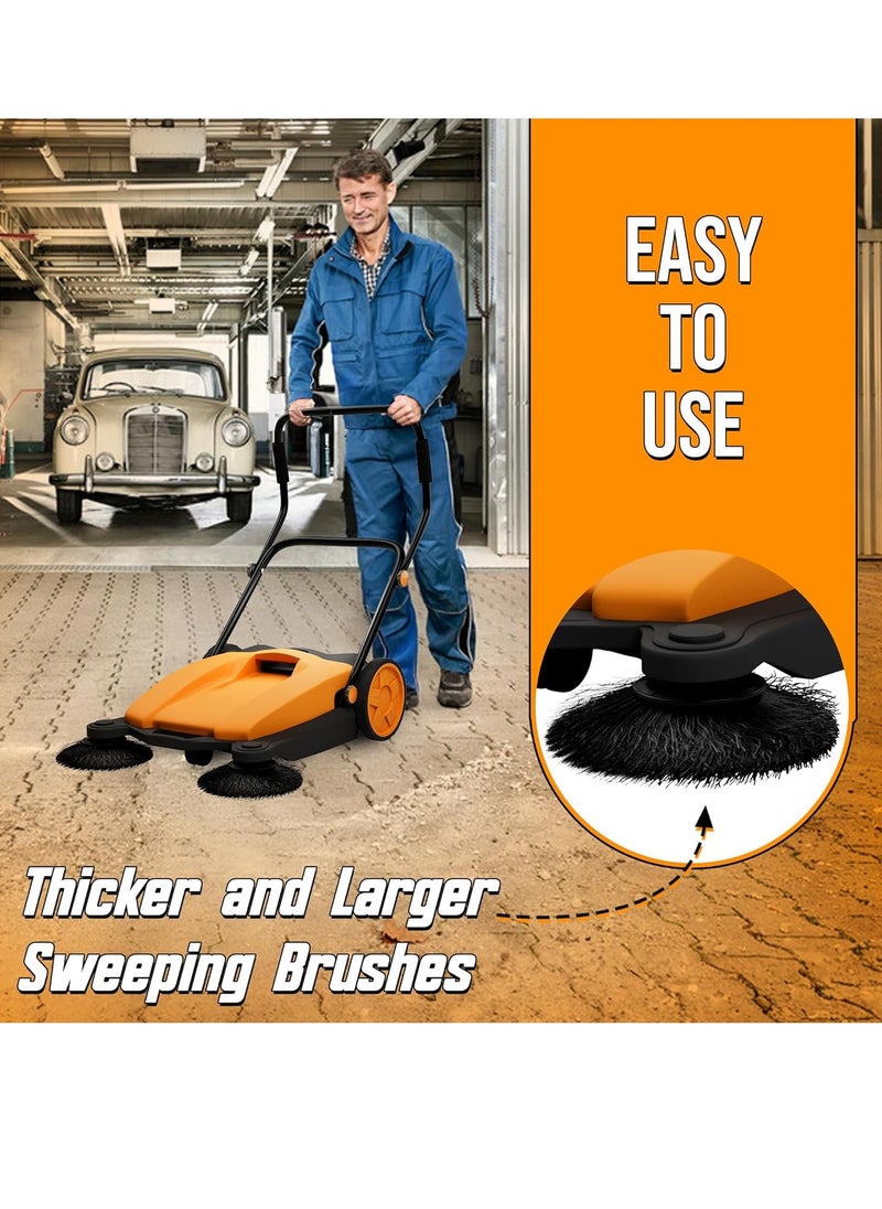 Egardenkart Egardenkart, Walk-Behind Outdoor Hand Push Sweeper - 2.66 Gallon Capacity, 27.5" Sweeping width, Sweeps up to 19,000 ft²/Hour,  - Image 5