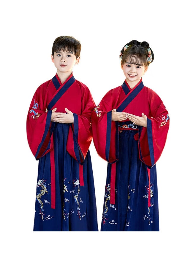 ROMON Children'S Traditional Chinese Costume For Boys And Girls, Ancient Chinese Style School Recitation Outfit, Performance Costume, Wine Red, Size 150 - Image 1