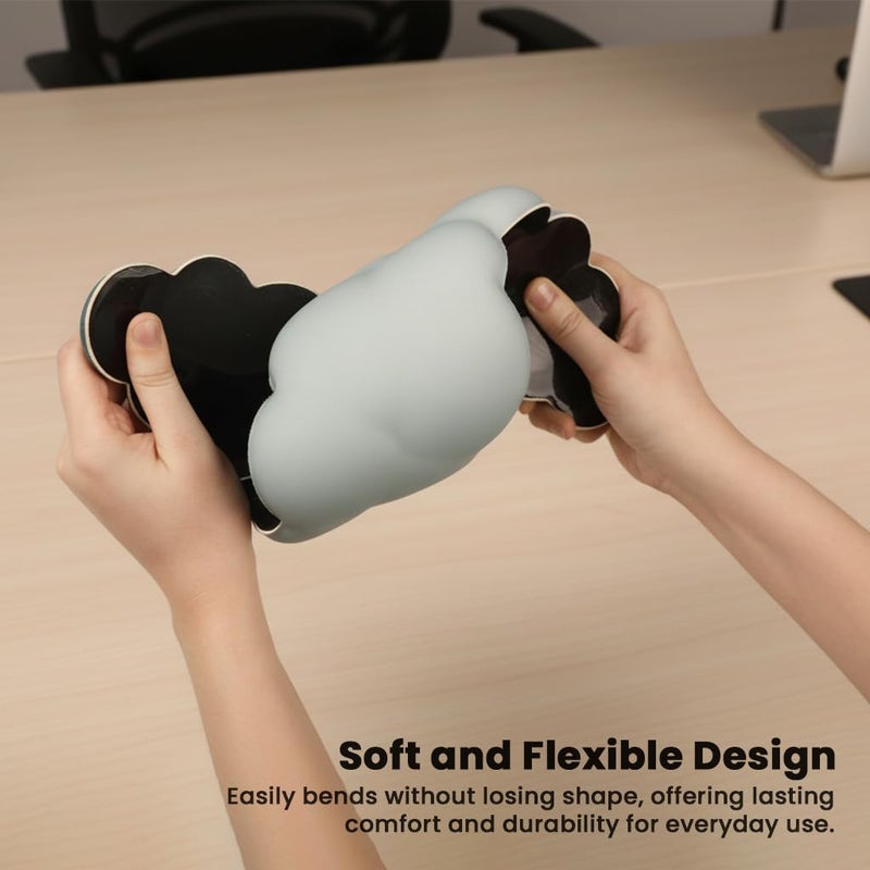 TECPHILE Cloud Shape Ergonomic Mouse Pad with Wrist Rest, Keyboard Wrist Support & Coaster Set, Silicon Gel Comfort, Non-Slip Base, Pain Relief for Typing, Gaming, Office Desk Accessories - Image 3