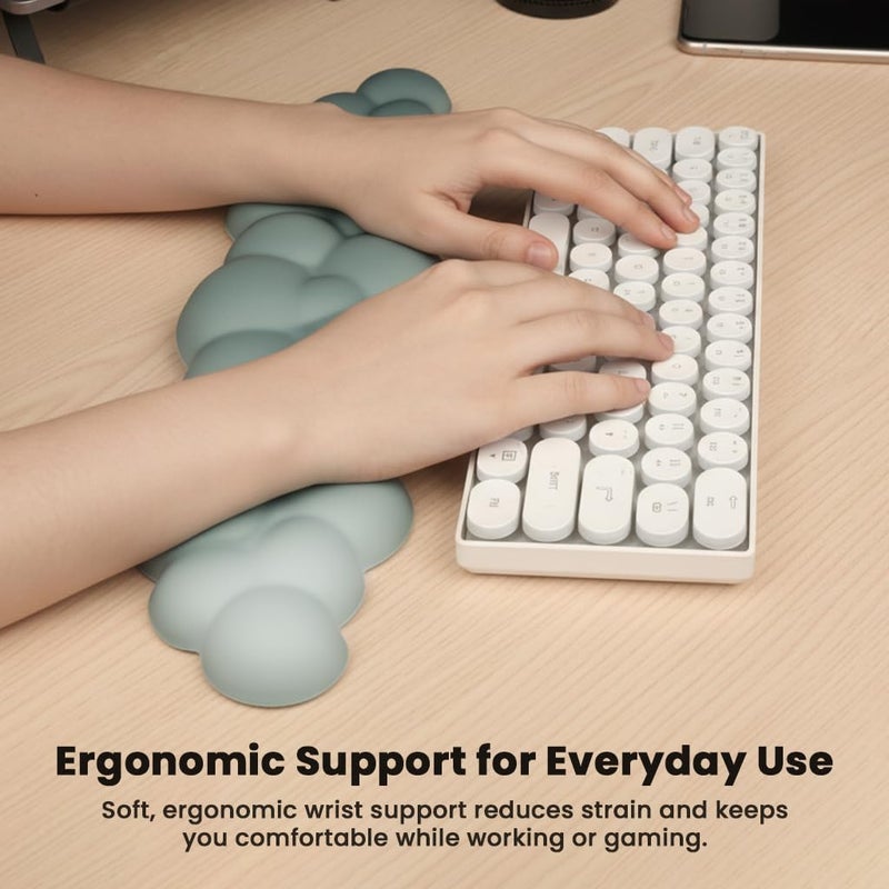 TECPHILE Cloud Shape Ergonomic Mouse Pad with Wrist Rest, Keyboard Wrist Support & Coaster Set, Silicon Gel Comfort, Non-Slip Base, Pain Relief for Typing, Gaming, Office Desk Accessories - Image 4