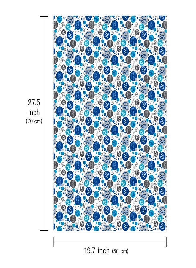 WRAPAHOLIC Birthday Wrapping Paper Sheet - 6 Sheets Blue 80th Birthday Design Folded Flat for Bday, Party, Baby Showers - 19.7 Inch X 27.5 Inch Per Sheet - Image 2