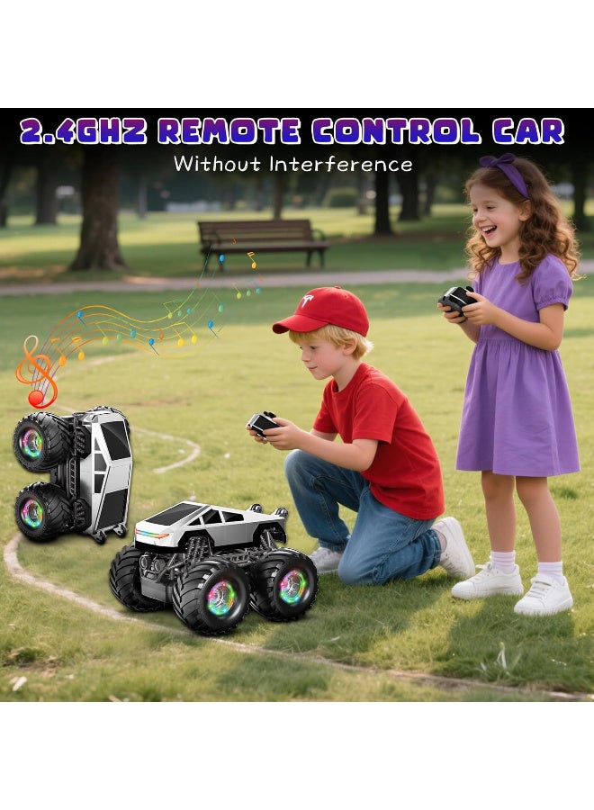 TFiOXL لعبة سيارة تحكم عن بعد للأطفال، تدور 360 درجة، سيارة حيلة رباعية الدفع، شاحنة وحش بمقياس 1:18 مع ضوء وموسيقى، 2.4 جيجاهرتز، قابلة لإعادة الشحن، تضاريس متنوعة، هدية عيد ميلاد للأولاد والبنات - Image 5