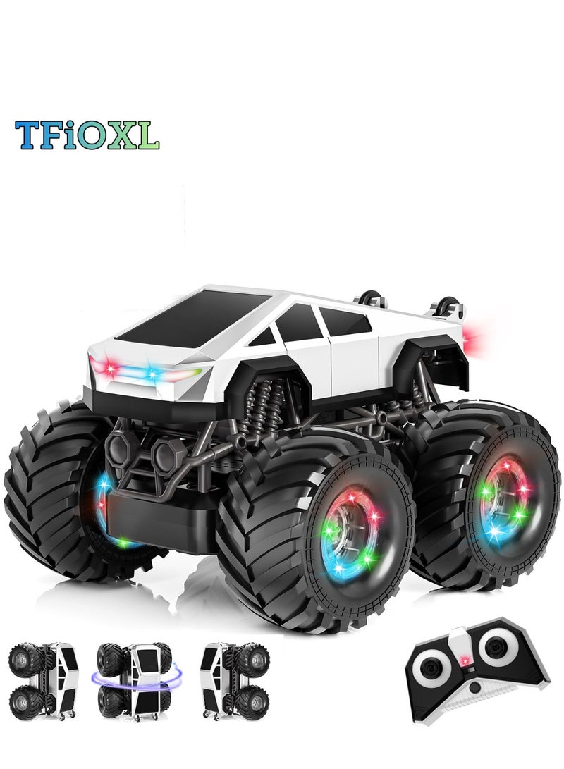 TFiOXL لعبة سيارة تحكم عن بعد للأطفال، تدور 360 درجة، سيارة حيلة رباعية الدفع، شاحنة وحش بمقياس 1:18 مع ضوء وموسيقى، 2.4 جيجاهرتز، قابلة لإعادة الشحن، تضاريس متنوعة، هدية عيد ميلاد للأولاد والبنات - Image 1