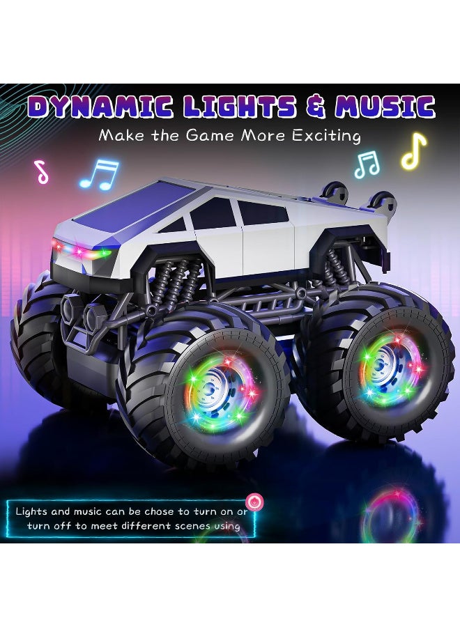 TFiOXL لعبة سيارة تحكم عن بعد للأطفال، تدور 360 درجة، سيارة حيلة رباعية الدفع، شاحنة وحش بمقياس 1:18 مع ضوء وموسيقى، 2.4 جيجاهرتز، قابلة لإعادة الشحن، تضاريس متنوعة، هدية عيد ميلاد للأولاد والبنات - Image 2